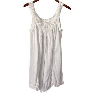 Taleen Anthropologie Cotton Crochet Lace Lined Nightgown, White - Size Small
